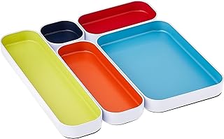 Three by Three Seattle 5 Piece Shallow Metal Organizer Tray Set for Stor...