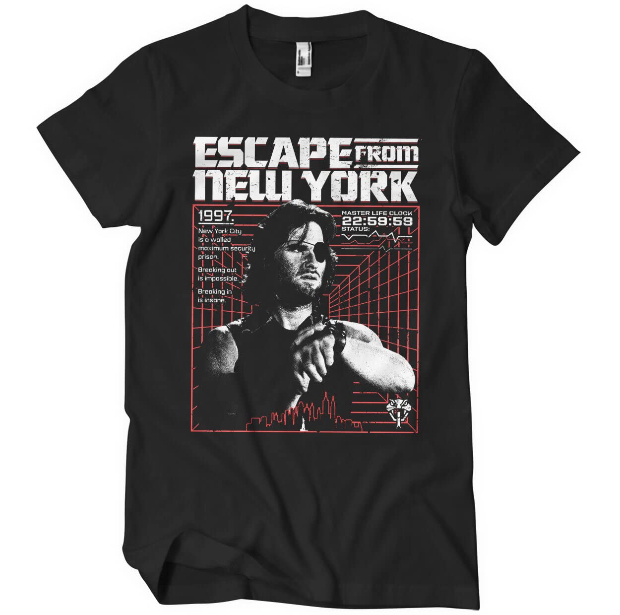 Escape From New York Officially Licensed Escape from N.Y. 1997 Mens T-Shirt (Black), Large