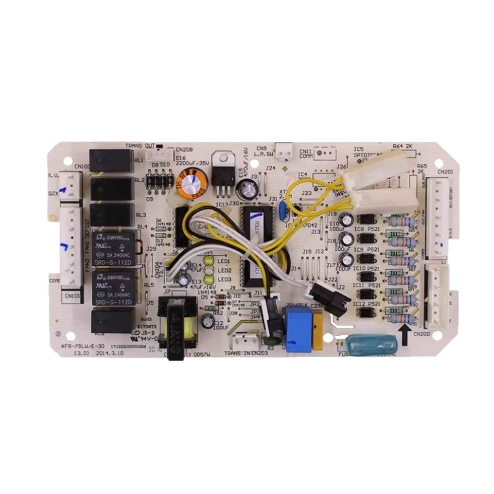 ，Compatible For Midea， ceiling-mounted air conditioner outdoor unit motherboard for KFR-75LW/E-30 and KFR-120W/S-590 models(USED MODEL A)