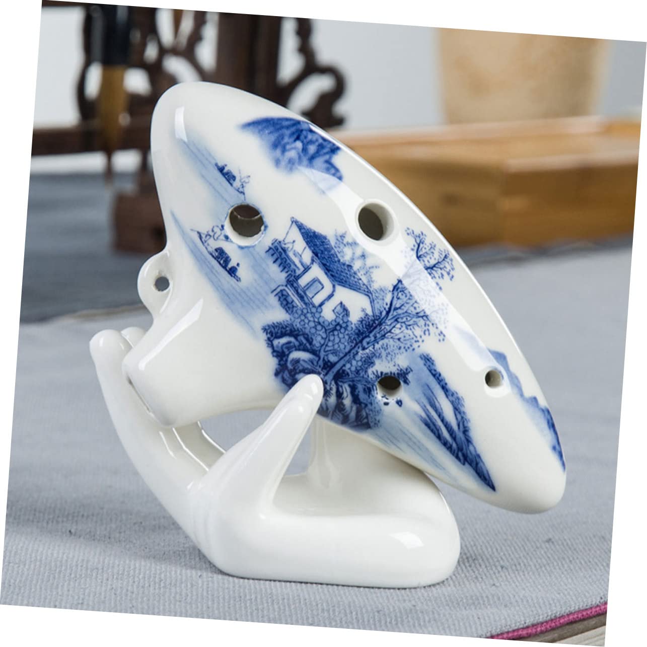 Supporto in Ceramica Bianco a Forma di Mano per Espositore Ocarina 6 Fori, Set 6 Pezzi per Esposizione Elegante e Conservazione Comoda in Ufficio