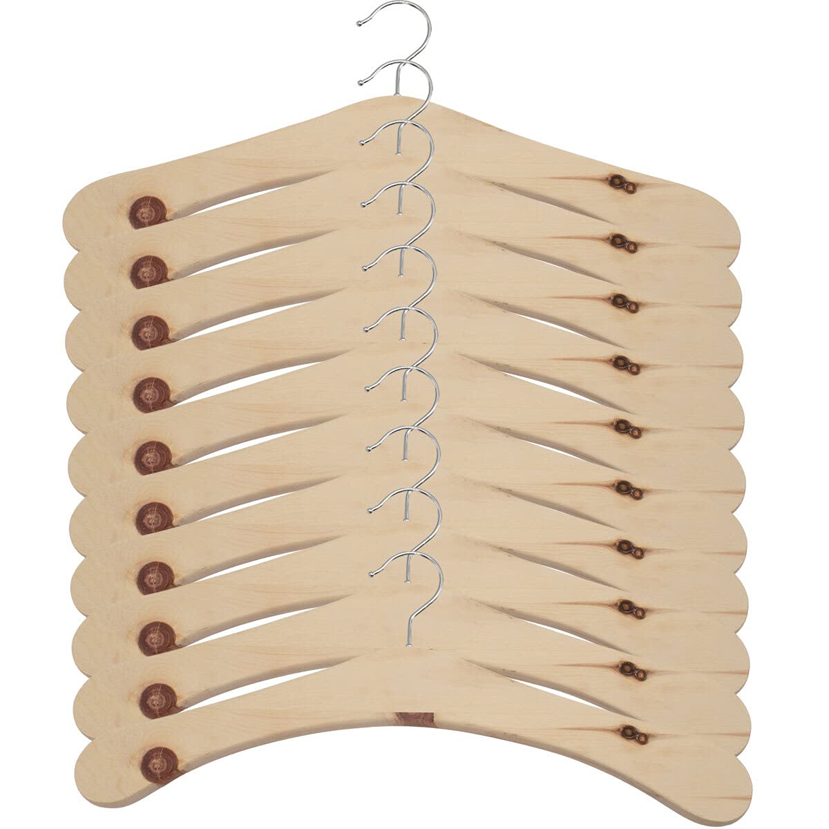 10er Set Kleiderbügel- Holzbügel aus massivem Zirbenholz - mit 360° drehbarem Haken - echte Handarbeit - Kleiderbügel aus Holz - Klamottenbügel rutschfest - Zirbenkleiderbügel
