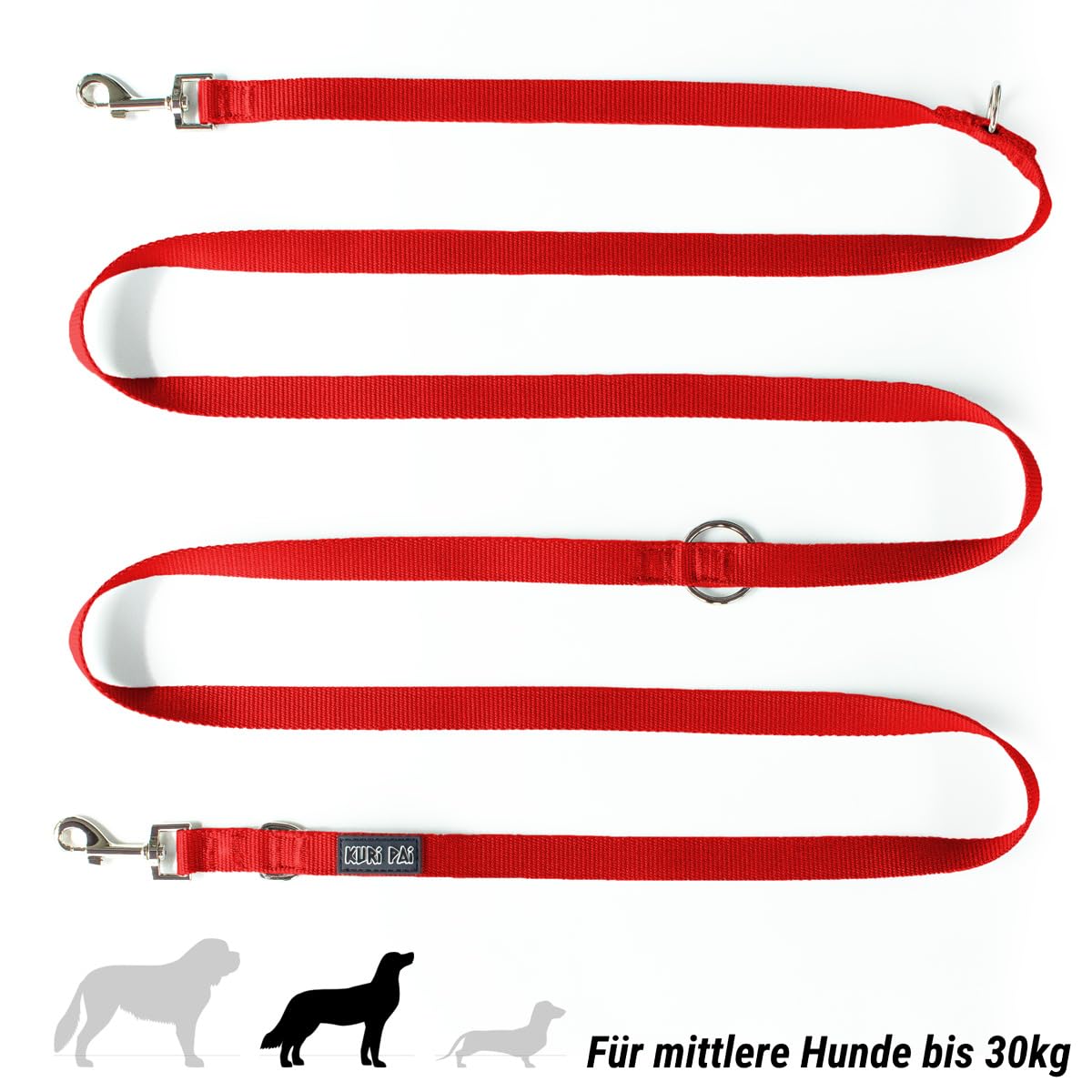 Komfortable Hundeleine 3m | Verstellbare Hundeleine mittelgroße Hunde | Bambusviskose | Strapazierfähig und weich | Perfekt für alltägliche Spaziergänge | M (2.0cm Breit) - Rot