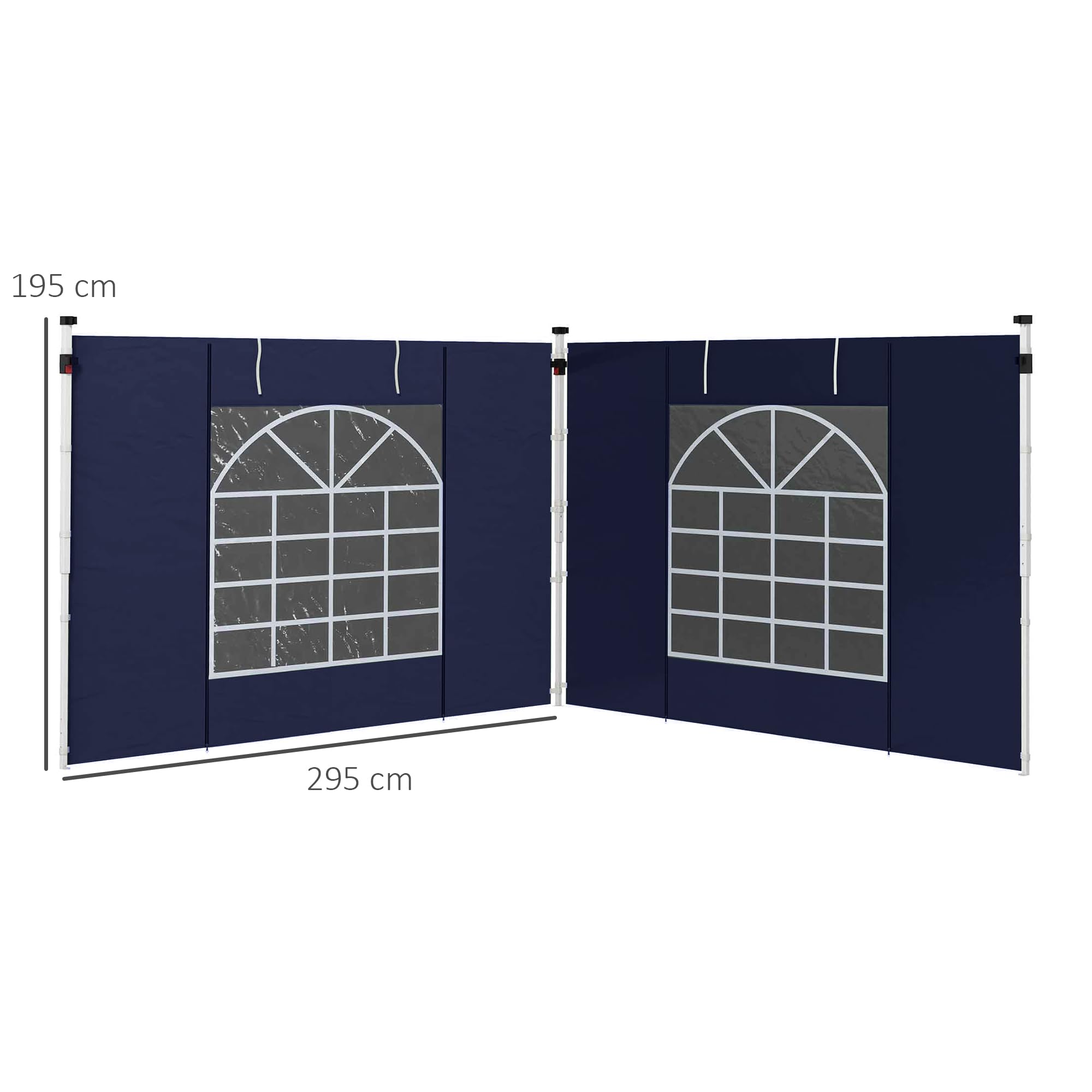 Outsunny Zestaw 2 paneli bocznych do pawilonu 3x3/3x6 m z oknem, niebieski