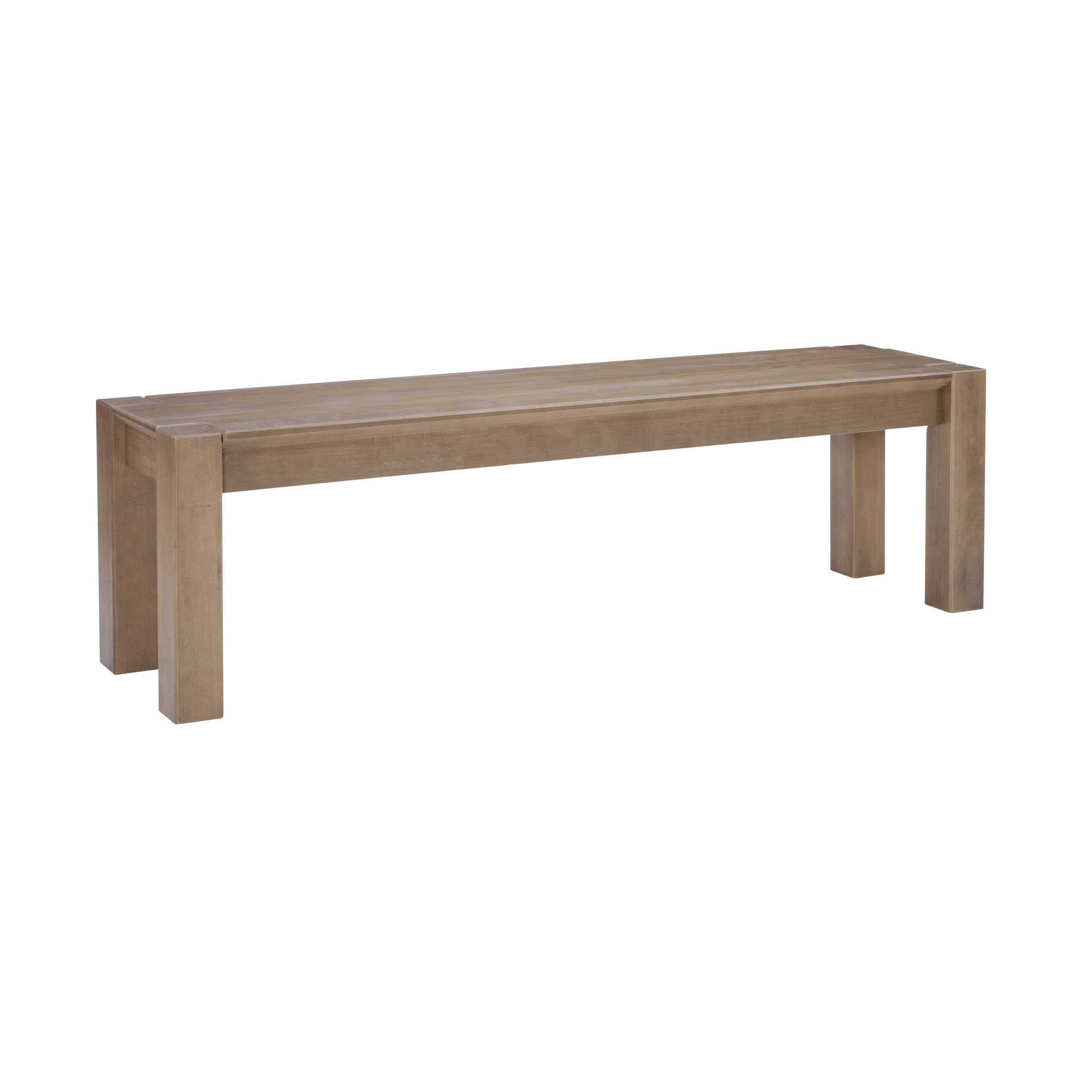 Linon Rylie Natural Wire Brushed Solid Pine Wood Backless Dining Bench