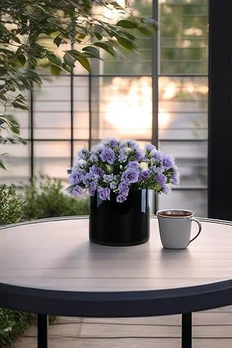 Miniatura 4 de CYS Excel Jarrón cilíndrico de cristal negro (H6 pulgadas de diámetro 7 pulgadas)  Jarrón de cristal para centros de mesa de huracán flotante con