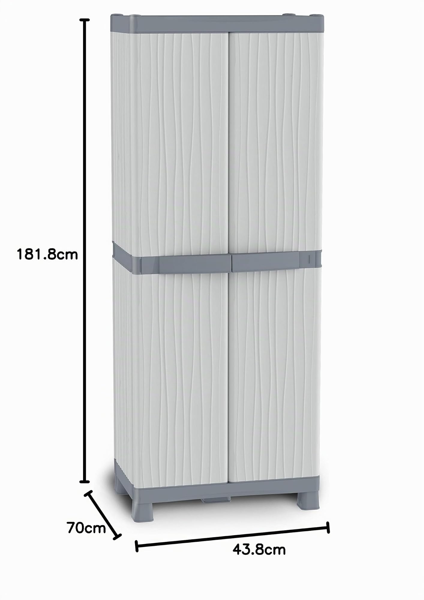 Terry, Base 3700 UW, Armario 2 Puertas con Divisor Vertical, 4 Estantes Internos. 70x43,8x181,8 cm
