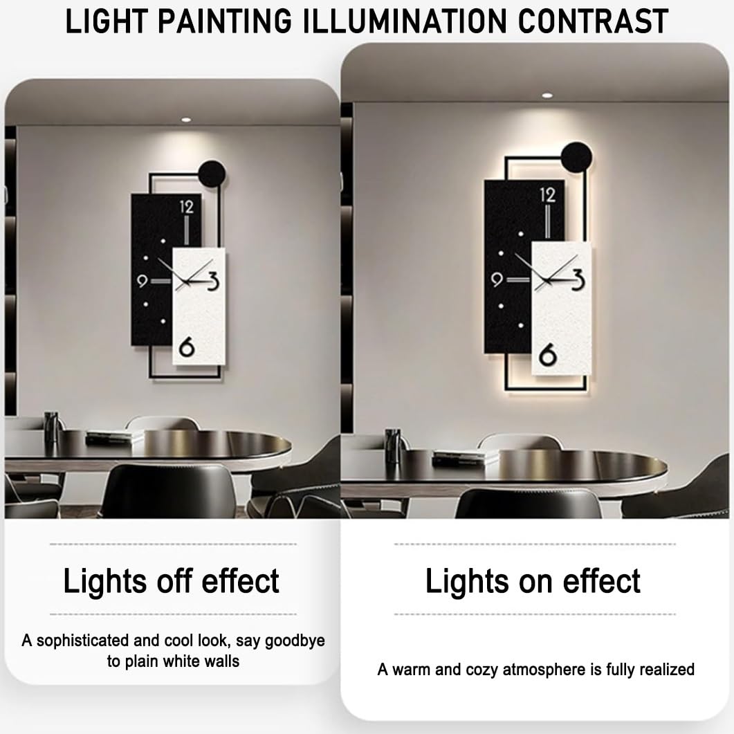 Orologio da parete 3D con luci a LED, orologio decorativo silenzioso creativo, da appendere alla parete, perfetto per la decorazione dell'ingresso di casa