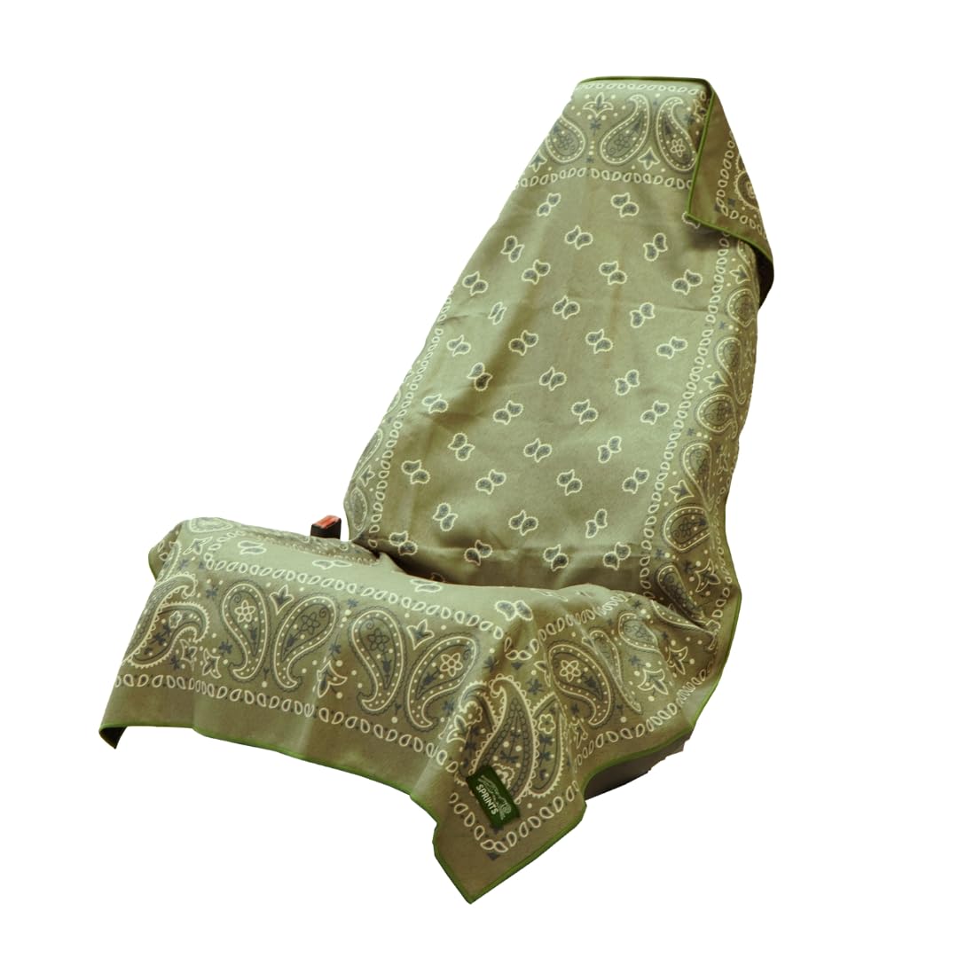 Sprints Athletic Running Towel, Full-Sized, Car Seat Cover - Performance Microfiber (Paisley Probs Green)