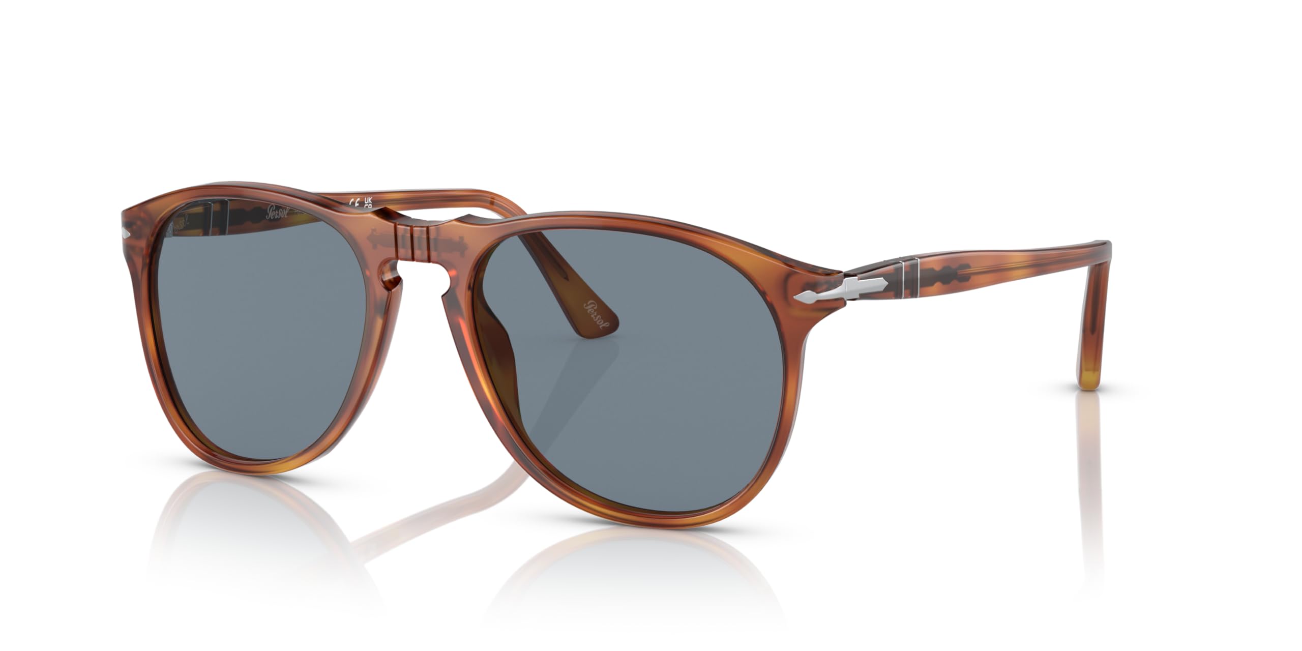 Persol Brown/Blue Po9649s 96/56 Man Sunglasses Acetate Pilot Normal