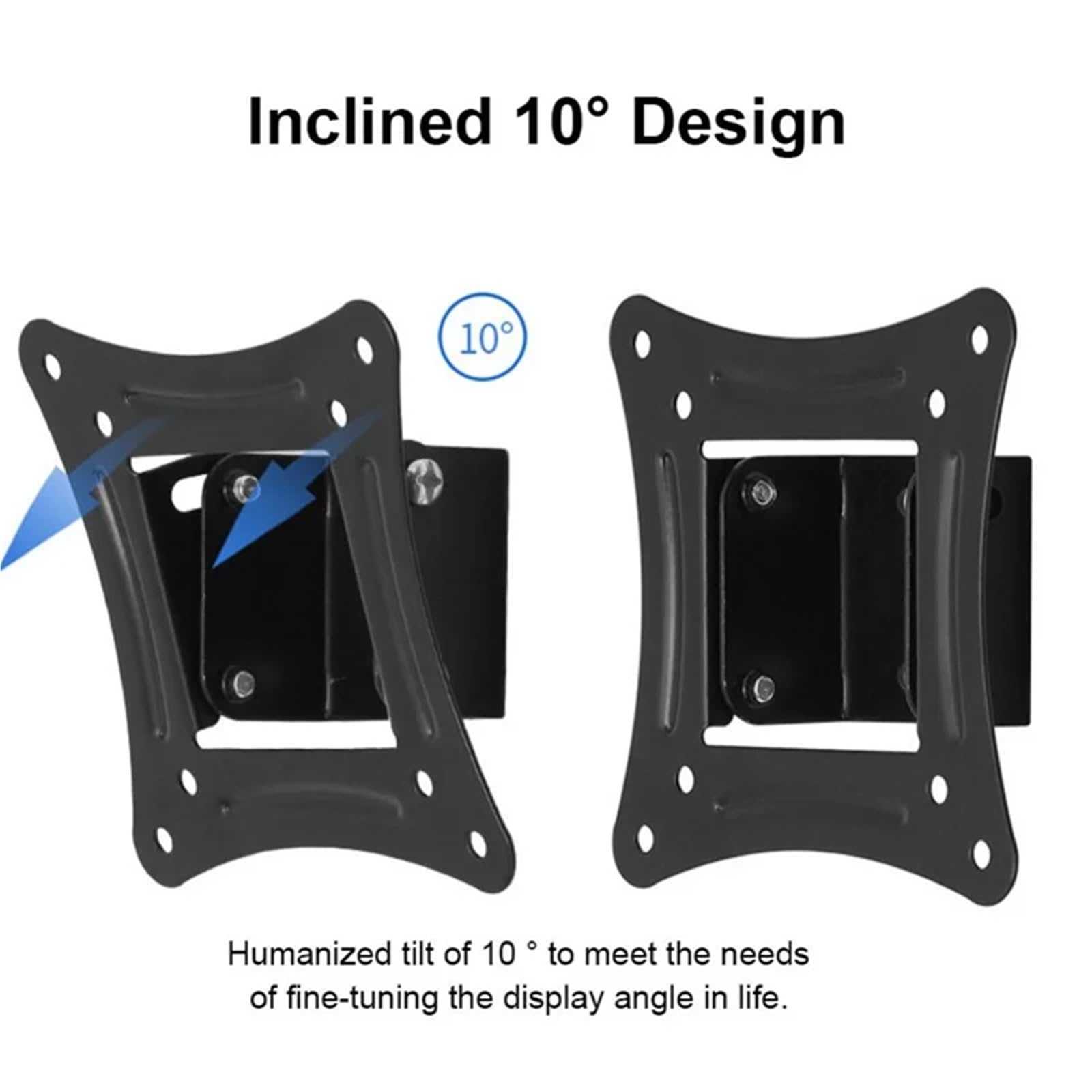 SCHIK Staffa universale per TV da parete, passo 75/100 mm, supporto piatto fisso per TV con angolo di inclinazione per monitor LCD LED Vesa da 14-26 pollici