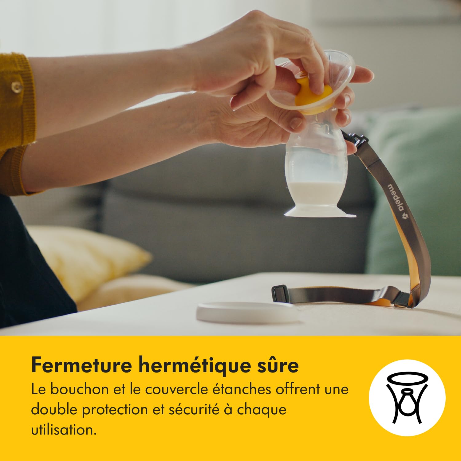 Medela recueil lait maternel en silicone pour les mères qui allaitent, économiseur de lait avec une base à ventouse et un couvercle pour le stockage, conçu pour l'allaitement quotidien