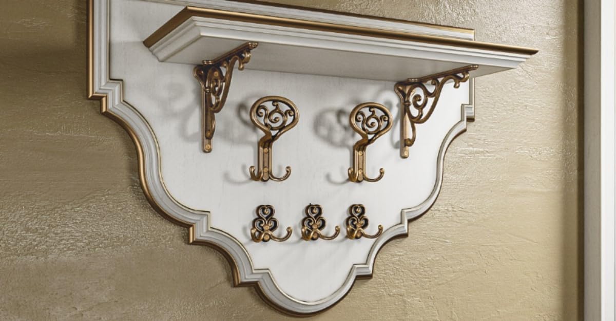 DECOMELODY Wandhaken 4er Set Blattform - Dekorative Garderobenhaken Bronze