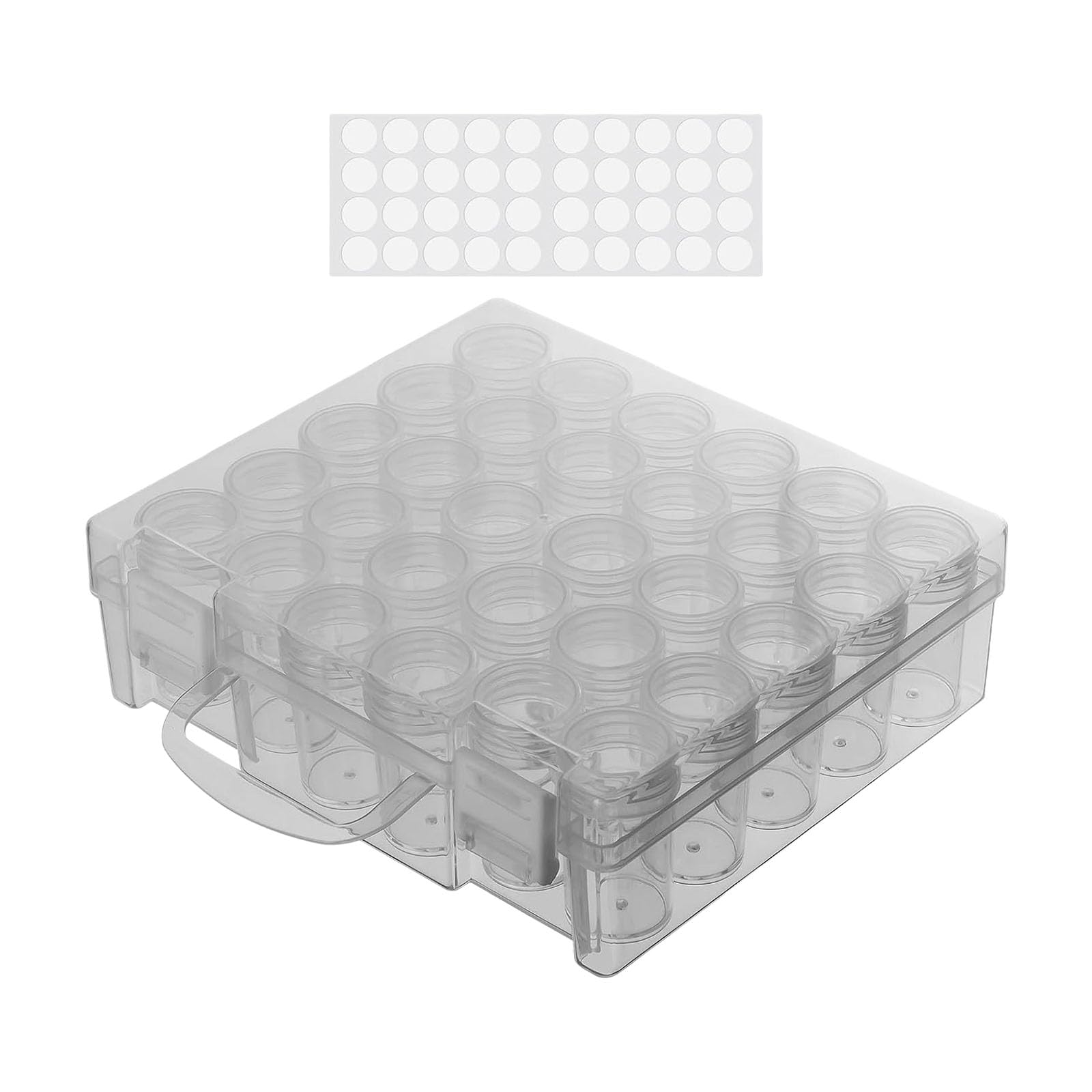 LUCKGONI 30 Grids White Snapping Lid Bottle Jewelry Organizers Clear Adjustable Compartments For Easy Access And Portable