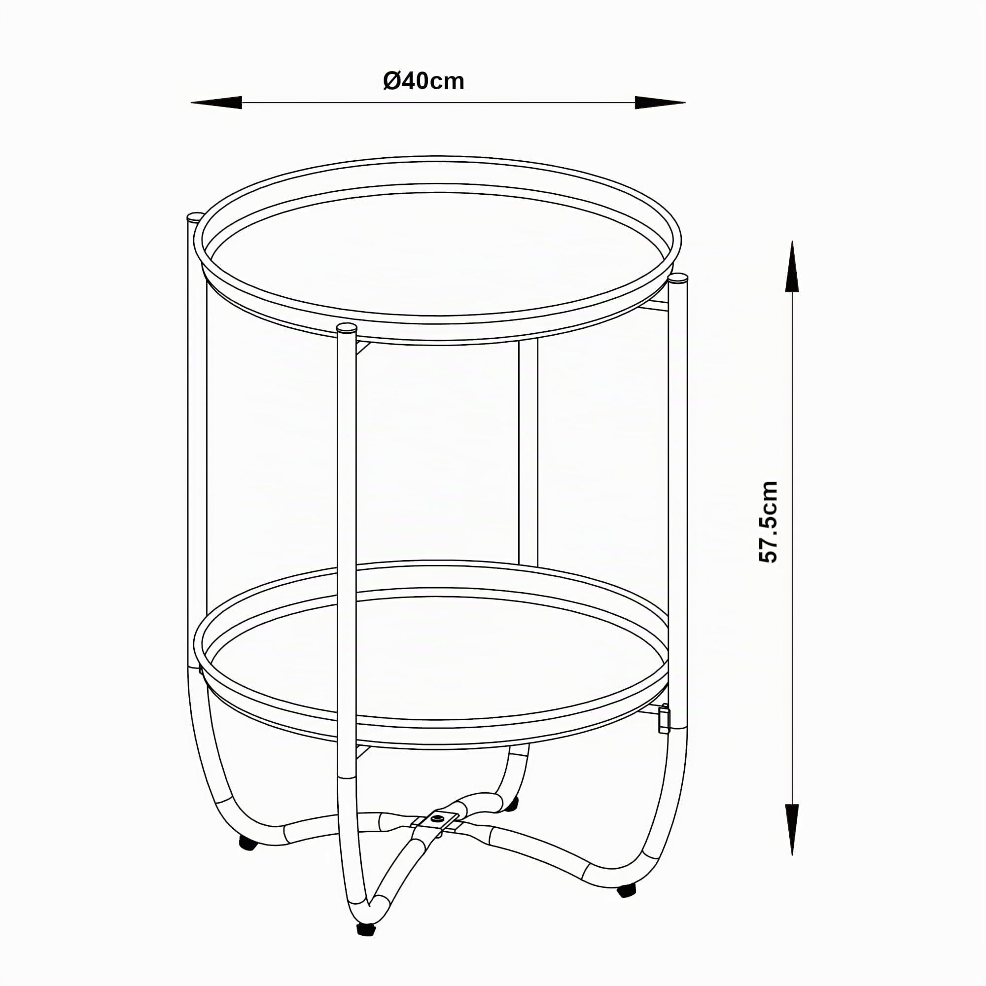 [en.casa] Table Basse avec Plateaux Ronds Amovibles Table d'Appoint pour Extérieur Intérieur Jardin Terrasse Balcon Table de Bistrot Design Intemporel Acier 58 x 40 cm Jaune