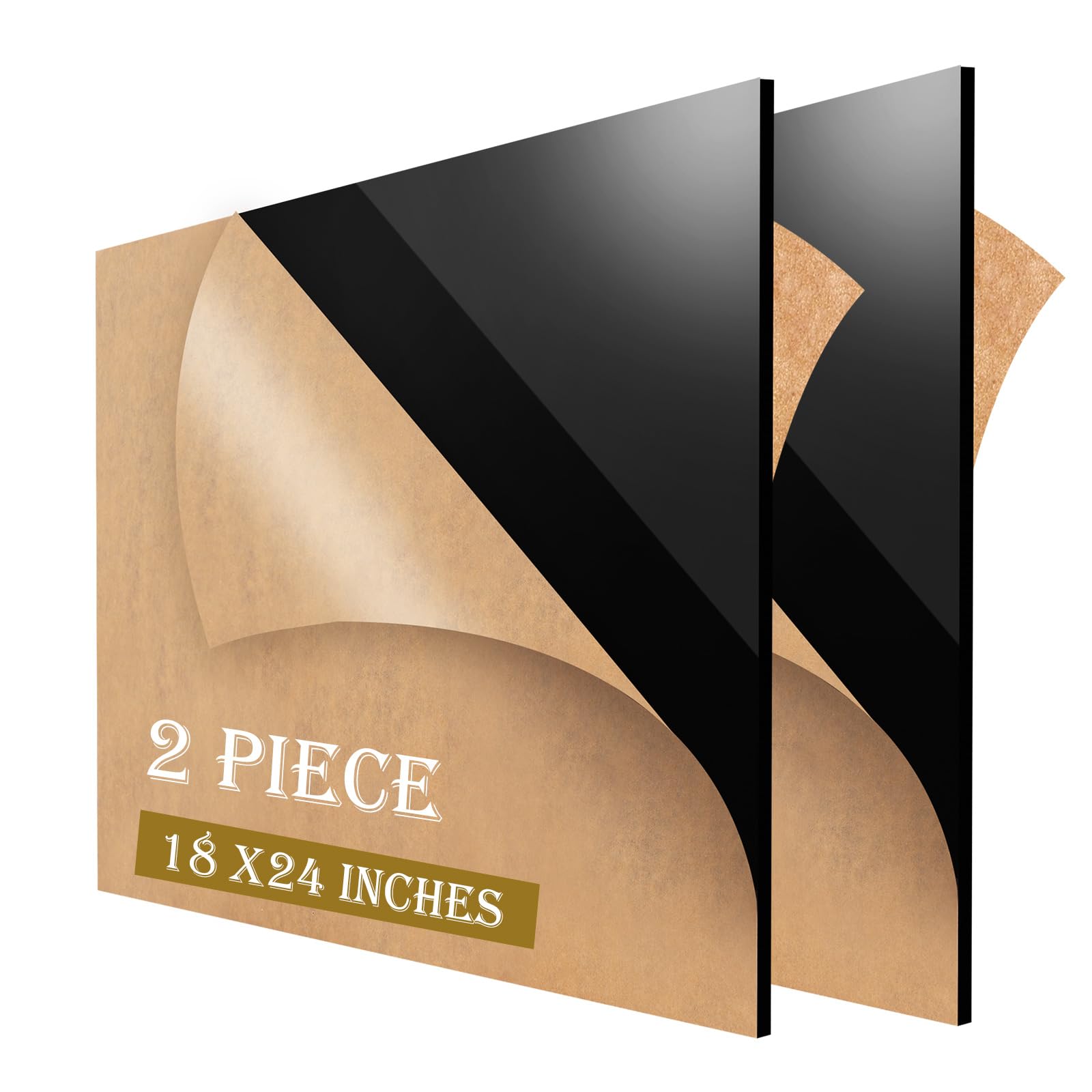 2 Pack 1/8” Thick Acrylic Plexiglass Sheets 18” X 24” Black,Phiocxem 2.8mm Plastic Sheet,Glass Alternative for Handcraft,Sign,DIY Display Projects,