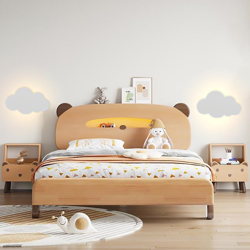 KZT LED Aplique de Pared con Interruptor Táctil Habitación Infantil Regulable Lámpara de Noche Interior Blanco Cálido Lámpara de Pared con Enchuf Niños Niñas Lámpara de lectura para Dormitorio Salon