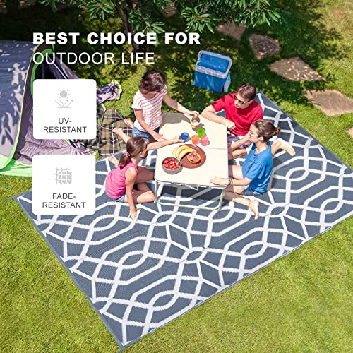 image for wikiwiki Reversible Rugs Mats, 9x12ft Waterproof Outdoor Patio Rug,Lar