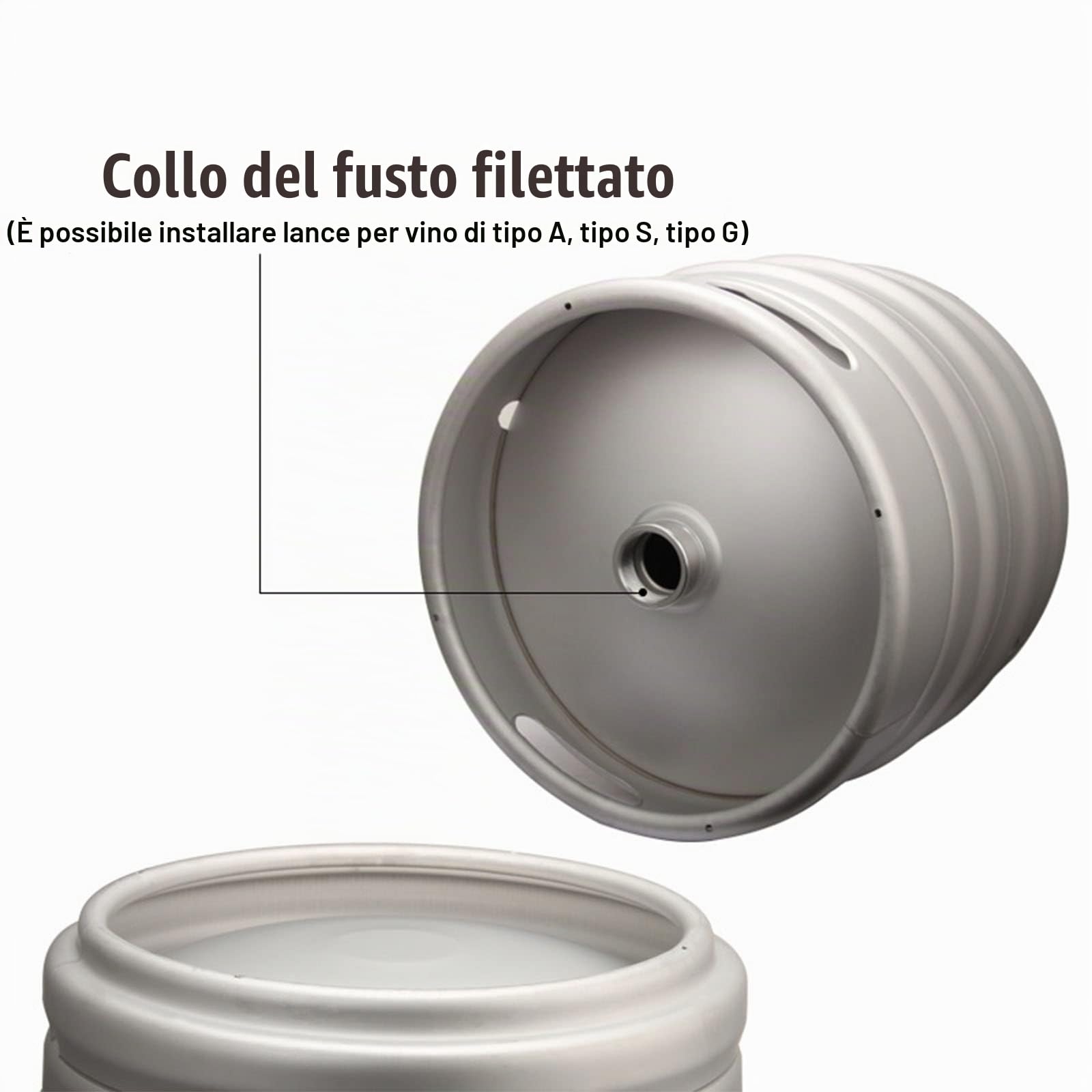 Acciaio Inossidabile Fusto da Birra,Fusto di Birra,Distributore di Fusti in con Coperchio A Spirale per Uso Domestico Produttori di Vino per Esterni 30L