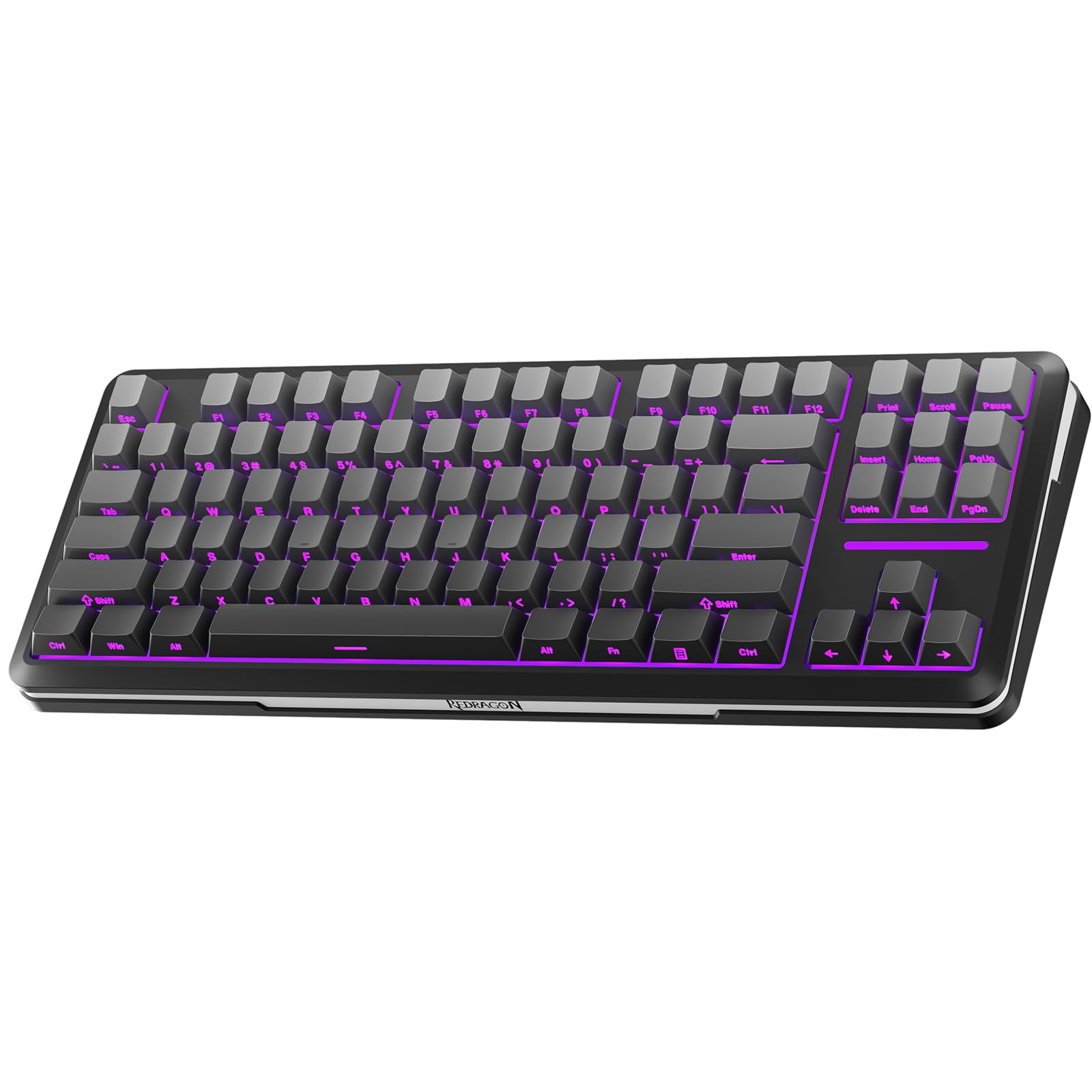 Redragon Wireless Mechanical Keyboard,3-Modes Bluetooth Gasket Hot Swappable TKL RGB Custom Keyboard,Pre-lubed Switches,Side Printed PBT Gradient Keycaps, South-Facing LEDs Socket Black