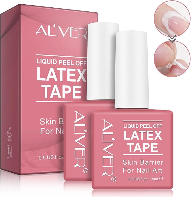 2 Pack Liquid Latex Nails Peel Off, Latex Tape for Nails Art Peel Off, Cuticle Protector for Nail Painting, Skin Barrier Protector for Gel Polish - Fast Drying Odorless Nail Polish Guard, 15ML