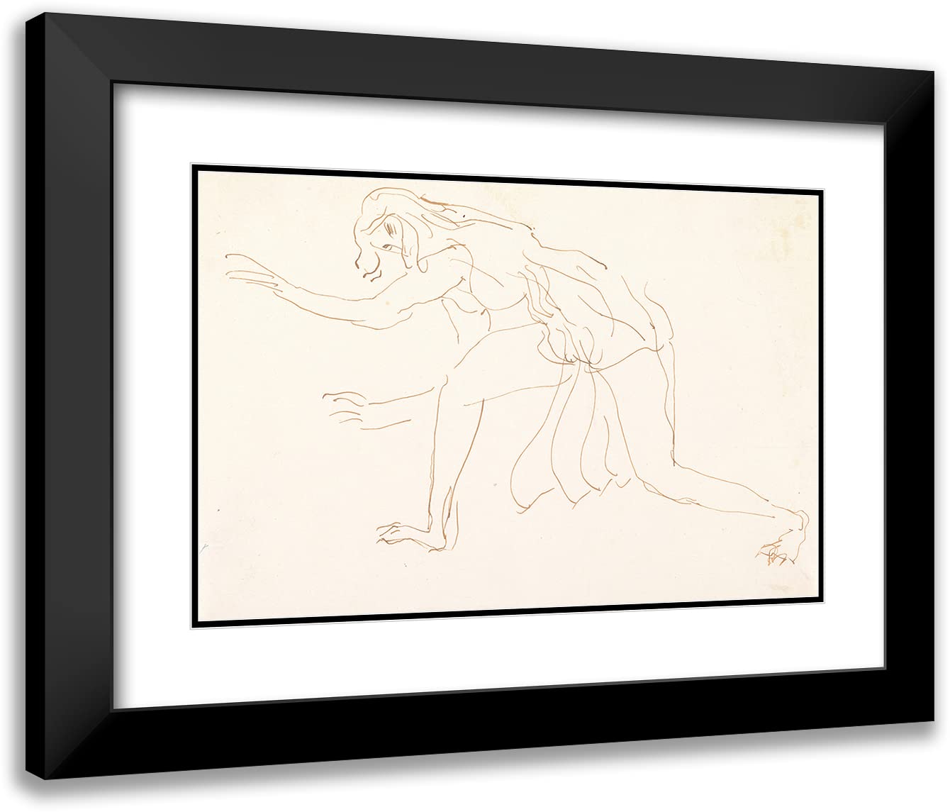 ArtDirect Antoine Bourdelle 18x13 Black Modern Frame and Double Matted Museum Art Print Titled - Isadora