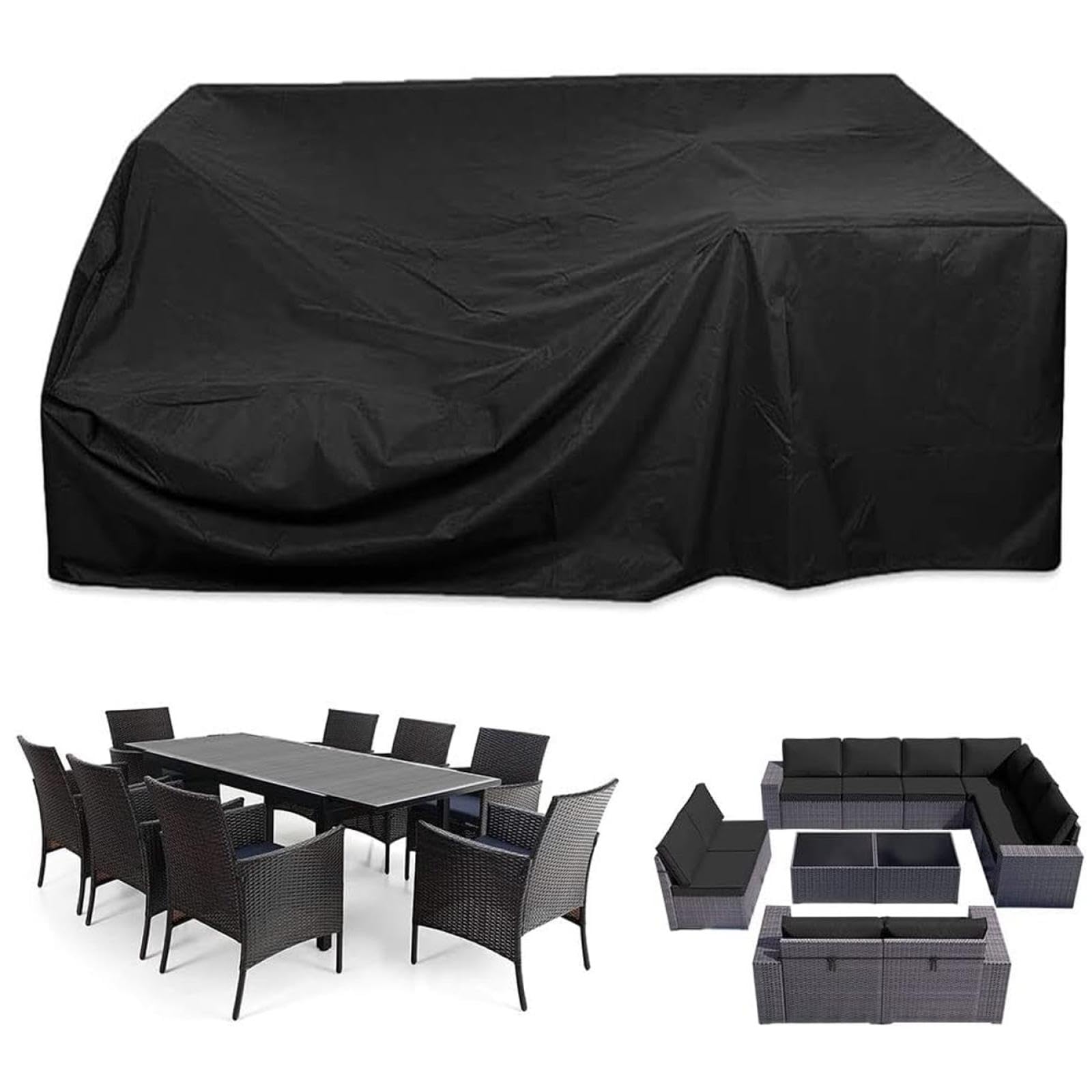 KDXAOBEI Housses Pour Mobilier De Jardin Étanche 140x95x70cm Noir 600D Oxford Tissus Rectangulaire Housses Pour Meuble De Jardin Coupe-Vent, Anti-UV, Robuste, Avec Corde Et Boucle Verrouillage