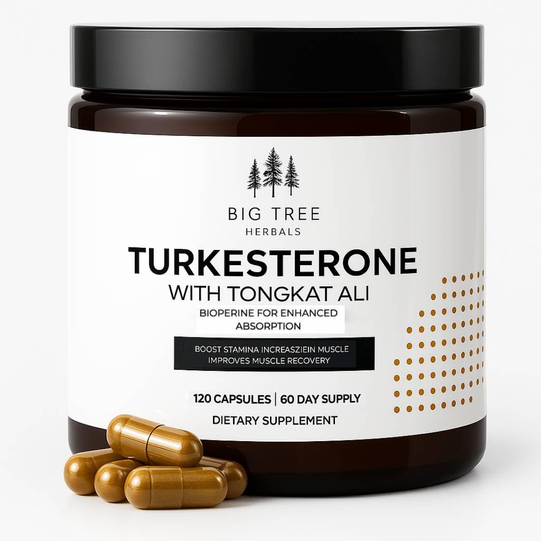 Turkesterone 660mg (6,600mg 10:1 Extract) and Tongkat Ali 330mg (66,000 200:1 Extract), Bioperine 10mg - Max Purity, 60-Day Supply