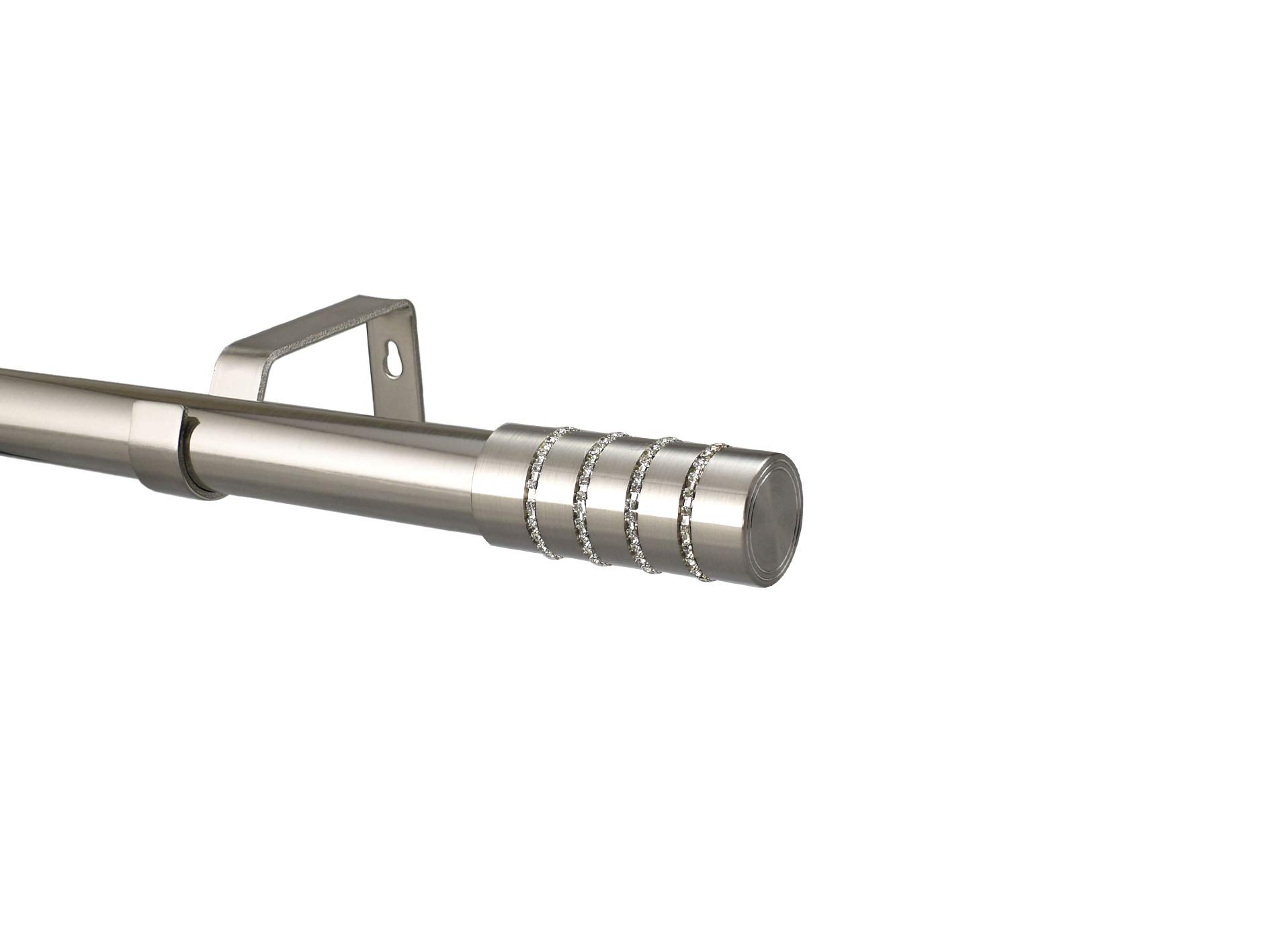 28mm Diameter Extendable Eyelet Metal Curtain Pole Metal Finials Brushed Chrome (1.2m - 2m Extendable, Malmo Finial)