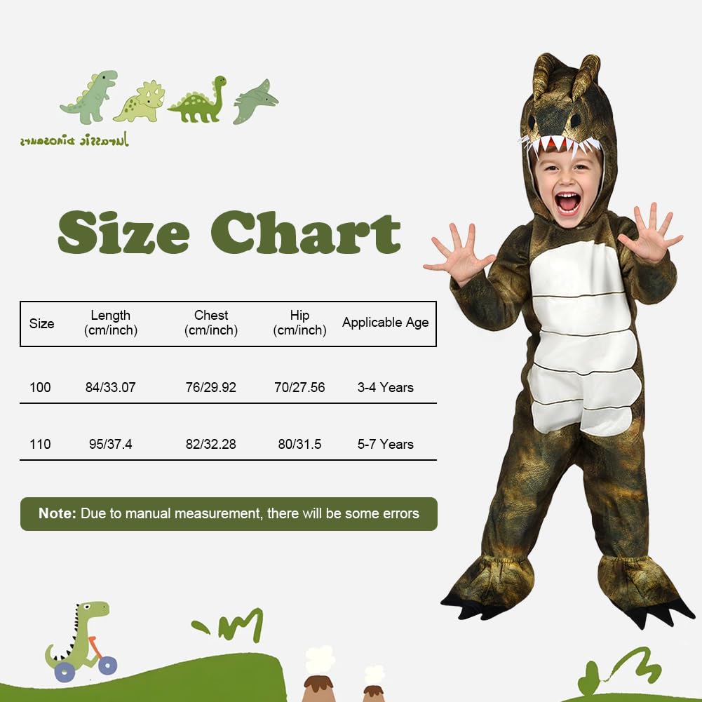AYBUY Kids Dinosaur Costume, Tyrannosaurus Rex Costume Kids Animal Fancy Dress Outfit for Halloween World Book Day Carnival,100 - Image 2