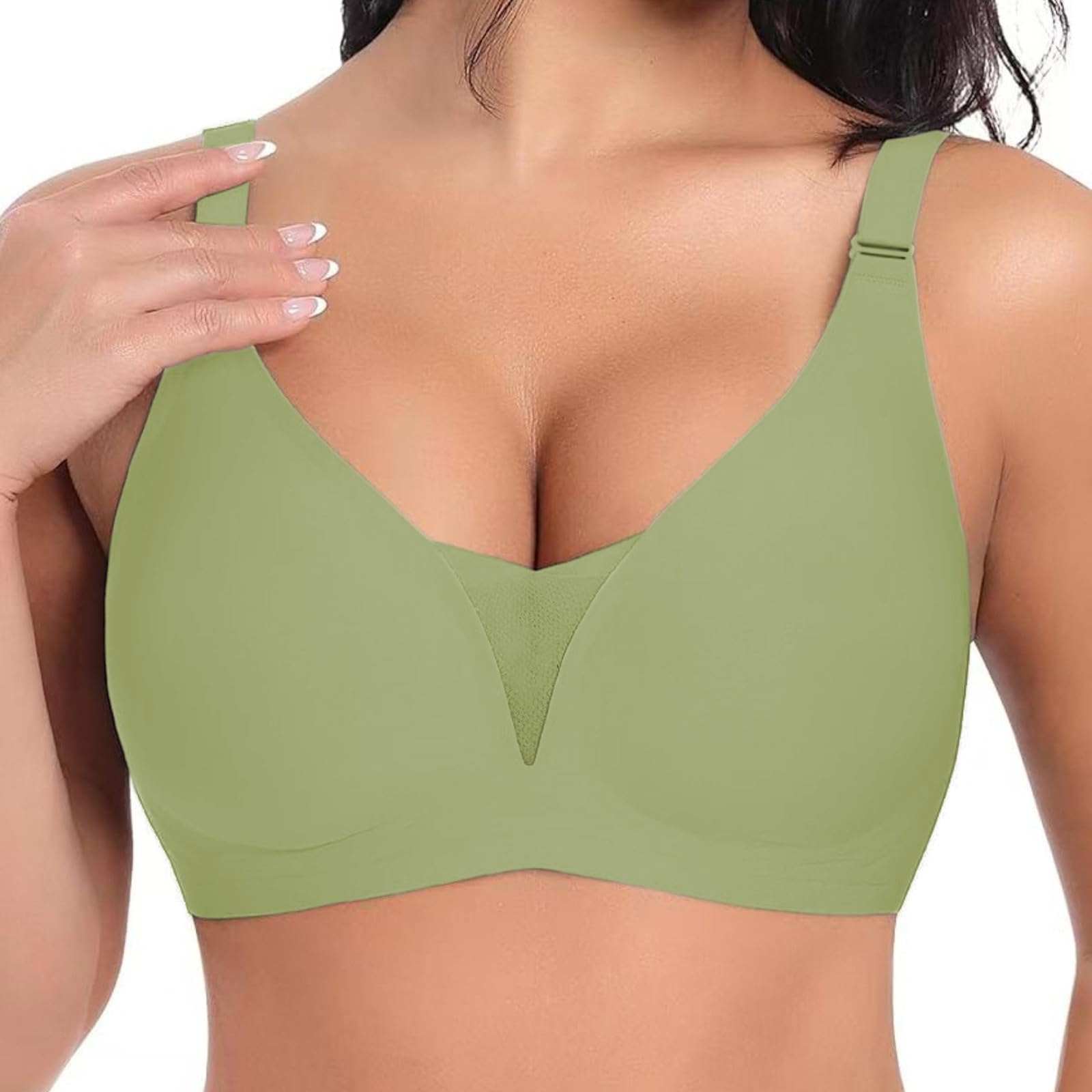 Generico Reggiseno Senza Ferretto Pizzo Donna Cuciture Comodo Reggiseno Scollo a V Bustino con Imbottitura Comfy Bralette Seamless Cinghie Regolabili Base Top Corsetto Corsetto Deals of The Day