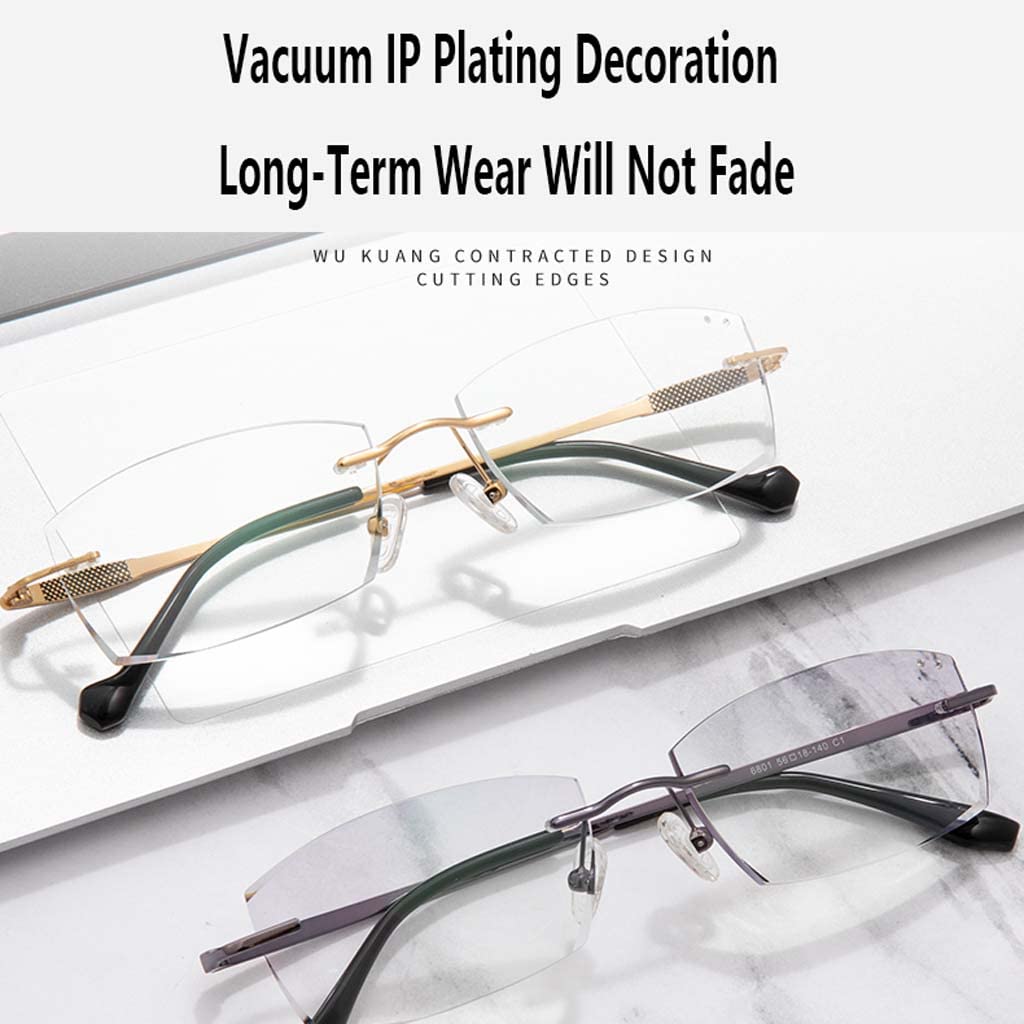 Rahmenlose Schneidebrille Ultraleichte Anti-Ermüdungs-Lesebrille Computerbrille Herren Rahmenlose Lesebrille für ältere Menschen Multifokales Anti-Blaulicht