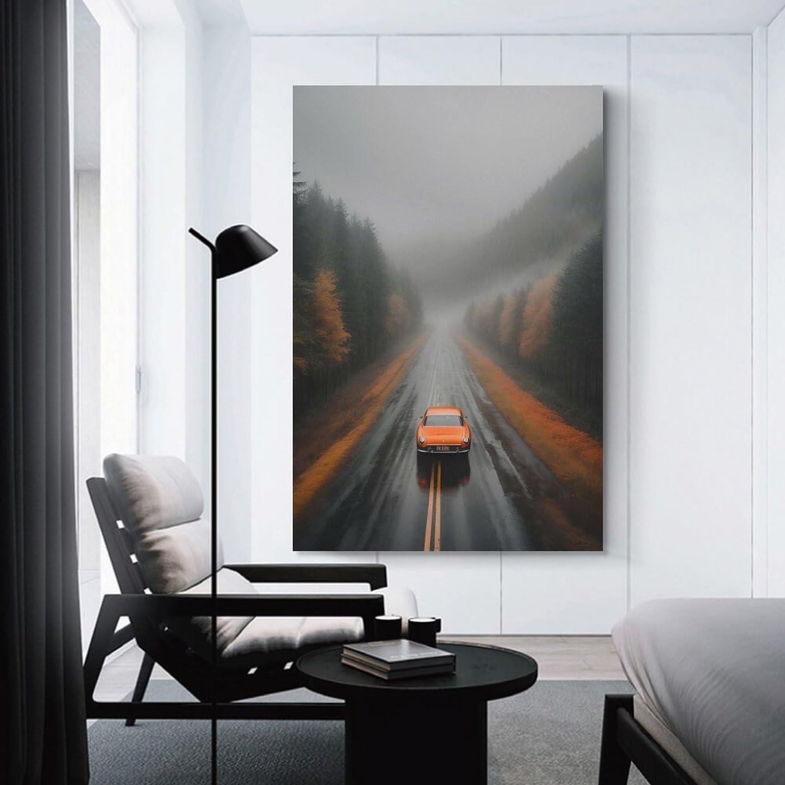 Junmoney Unframe-Style-24 Sur Ma Route Forest Drive Room Decor Wall Art 08X12inch(20X30cm), For Entrance Walls, Hall Decor Or Foyers, A Neat Decor Update For Hallways