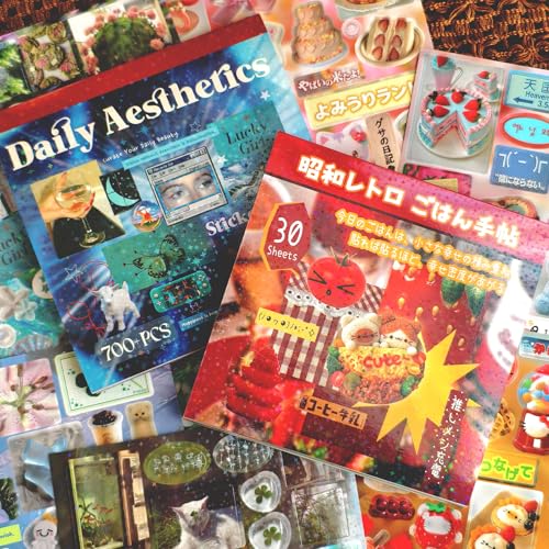 Image of Japanese Manga Style Sticker Book 2-in-1 Combo Pack, 60 Sheets with Over 2400+ Stickers for DIY Journaling and Scrapbooking
