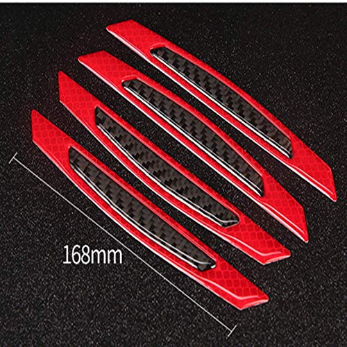Image of ZYTC 4pcs 3D Super Red Reflective Stickers Black Real Carbon Fiber Strips Car Side Door Edge Bumper Anti-Scratch Protection Guards Trim Stickers Universal