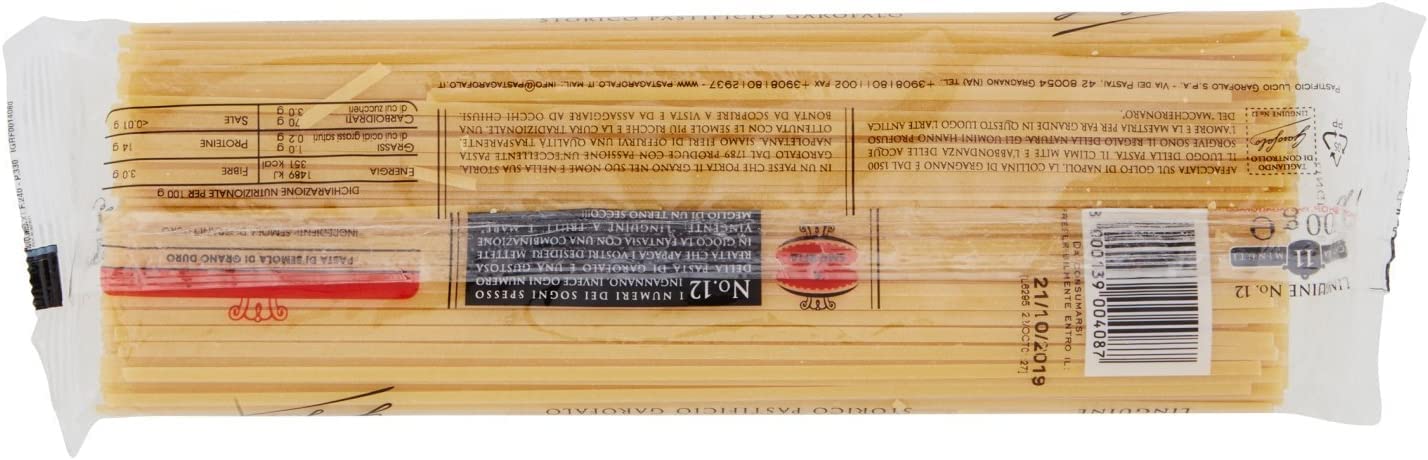 24 x pasta Garofalo 100% italiano linguine n. 12 fideos 500 g pasta di gragnano