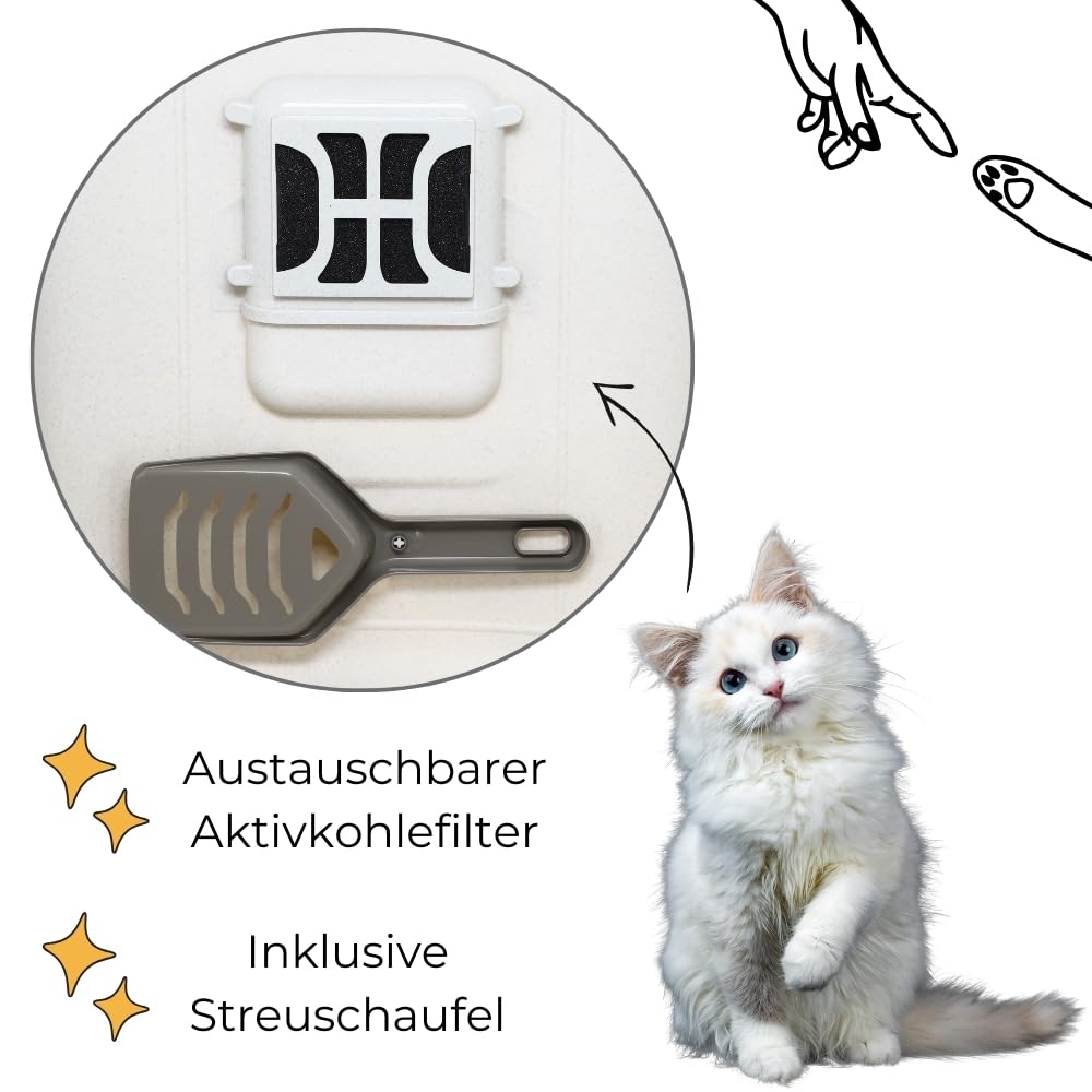 2er Set Katzenklo mit Deckel Schaufel Aktivkohlefilter - Haube kippbar - große XXL Katzentoilette Katzen WC Klo Doppelpack Sparpaket Katzentoiletten