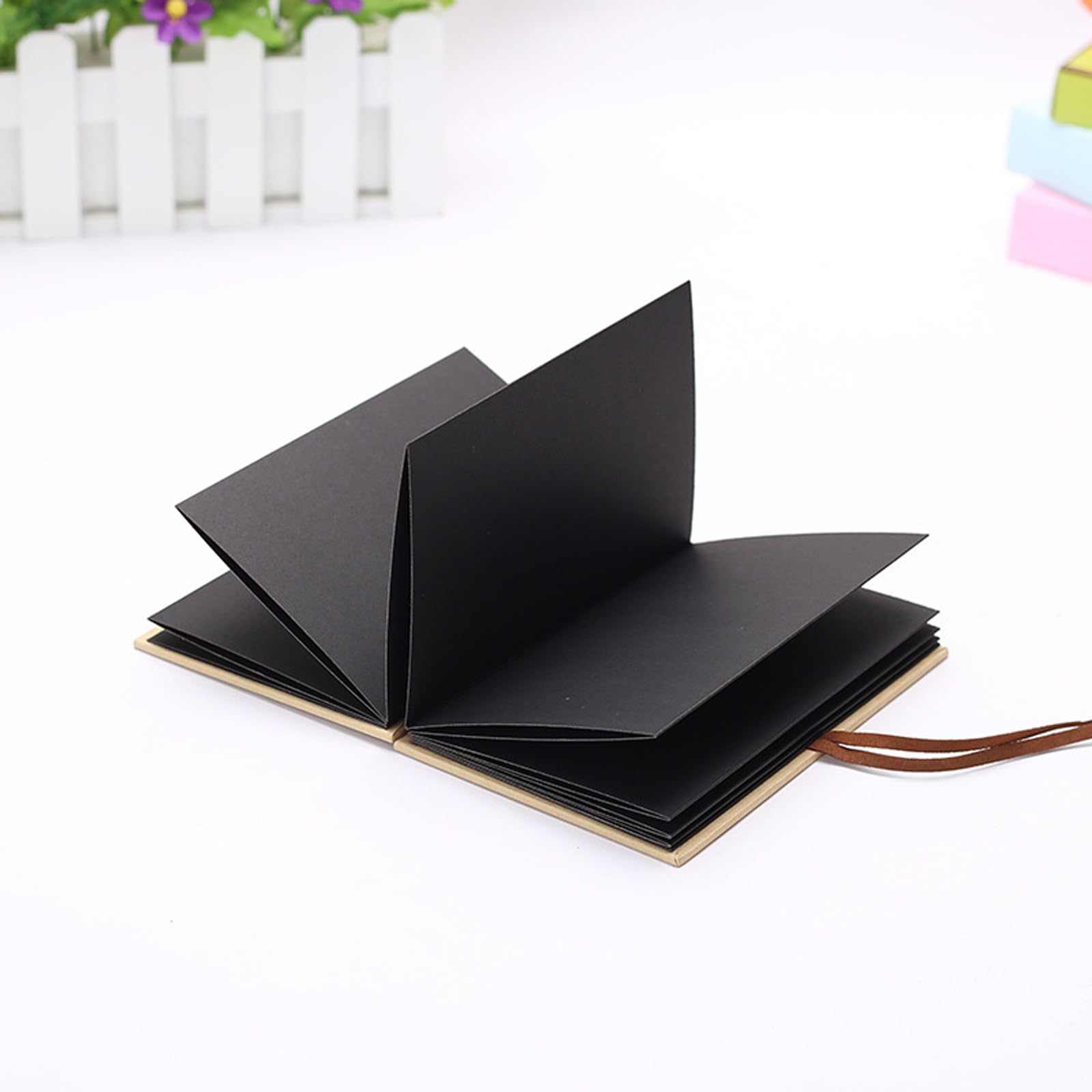 2 Pieces Stretchable Folding Kraft Paper Photo Albums Vintage Accordion Scrapbook Album Blank Scrapbook Albums DIY Photos Collection for Wedding Anniversary Valentines Day, Black Inner Page - Image 3