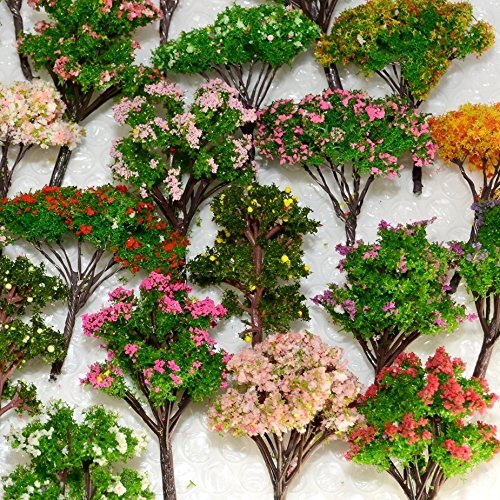 Baenrcy 32Pcs 0.79-6.30Inch Mixed Model Trees Accessories Model Train Scenery Architecture Trees Model Scenery With No Stands(Colorful) #TOP4