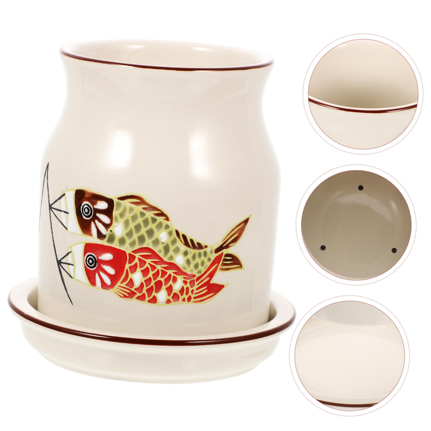 Amosfun Keramik Beige Abtropflöchern Besteckhalter für Küchentisch