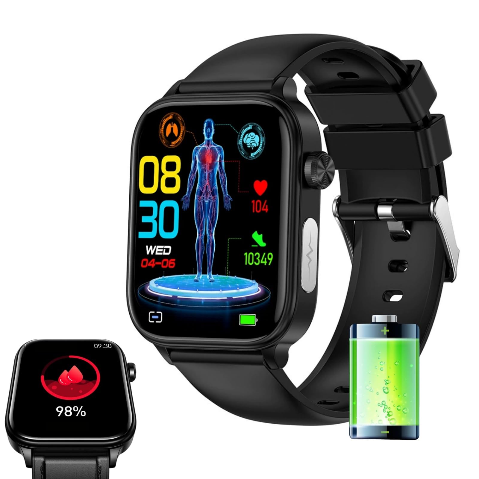 GlucoCare SOS - Original Smartwatch mit SOS-Notruf, automatischer Sturzerkennung, 24/7 Gesundheitsüberwachung und Aktivitäts-Tracking für Senioren - Sicherheit und Komfort vereint