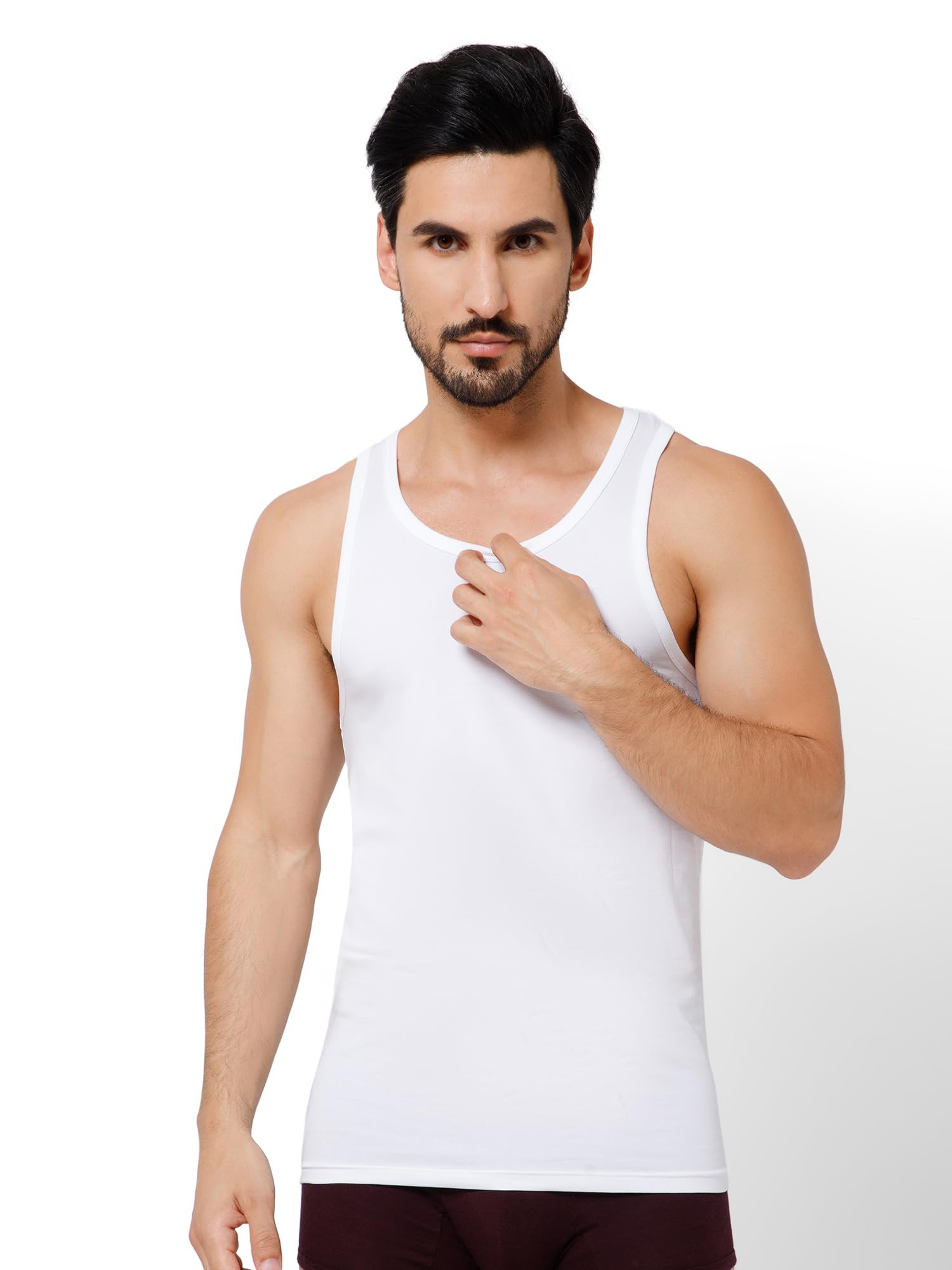 Men's Cotton Vest - Supima Cotton, Anti-Bacterial, Quick Dry, Ultra Soft, Regular Fit, White Sleeveless Vest for Men-image-17