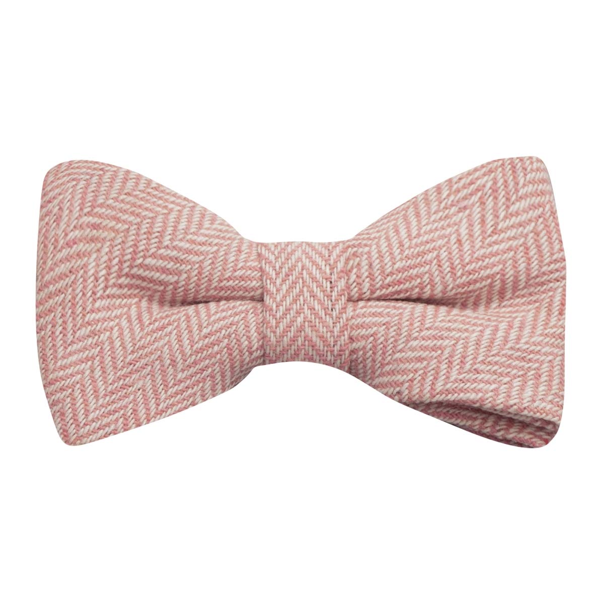 King & Priory Candy Pink & Cream Herringbone Bow Tie
