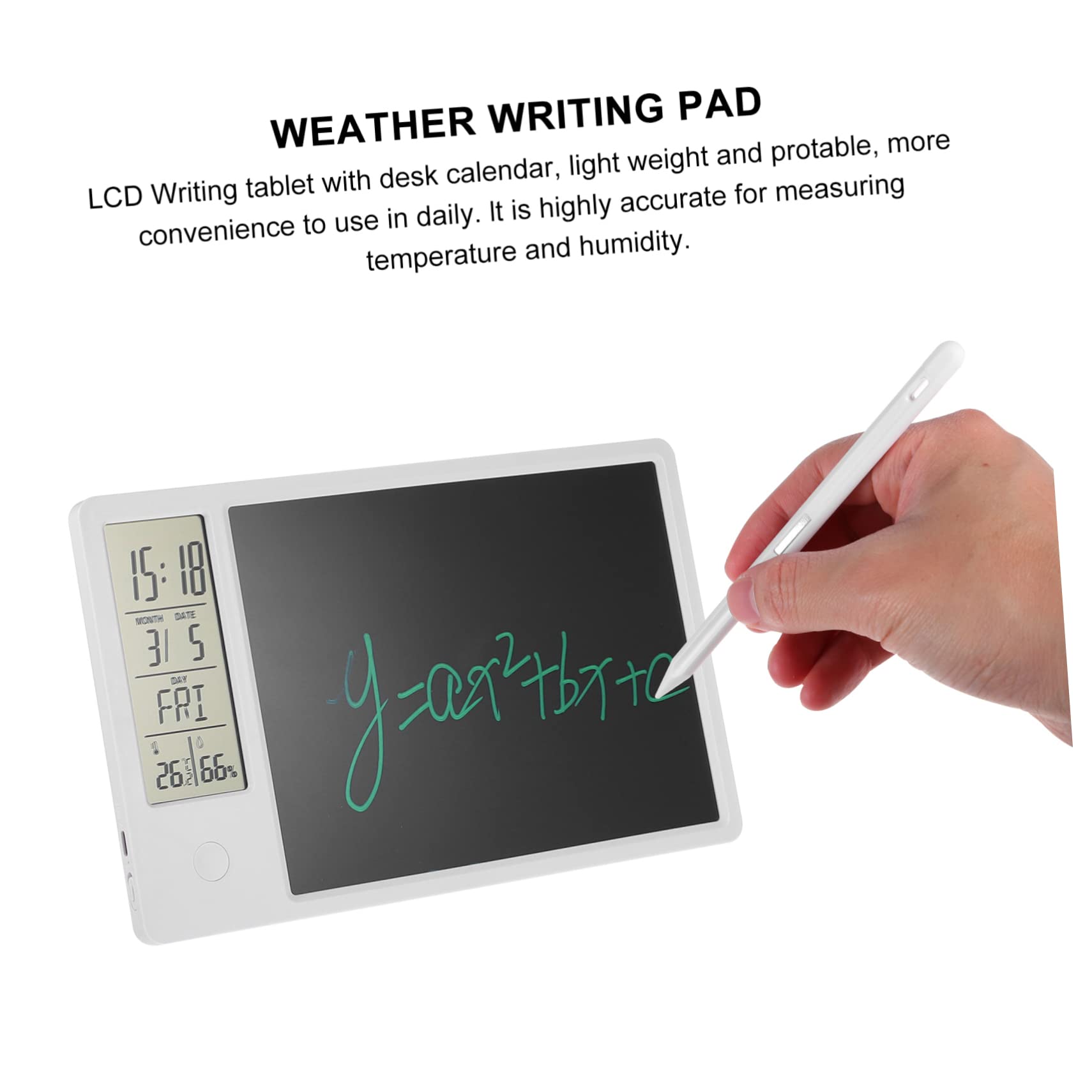 Mobestech Tablet Scrittura Lcd Con Calendario Digitale Orologio Display Temperatura e Umidità Batteria Ricaricabile Usb Casa e Ufficio