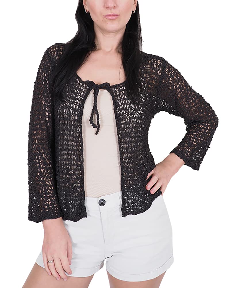 Mimosa Mujer Crochet Popcorn Bolero Liso de Encaje Elastico Cardigan Abierto