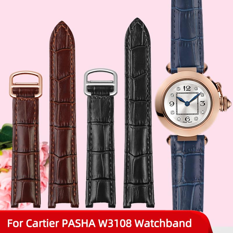 18 * 10mm 20 * 12mm Cowhide Leather Strap Concave Brown Black Calfskin Bracelet Folding Buckle For WSPA0009 Watchband2