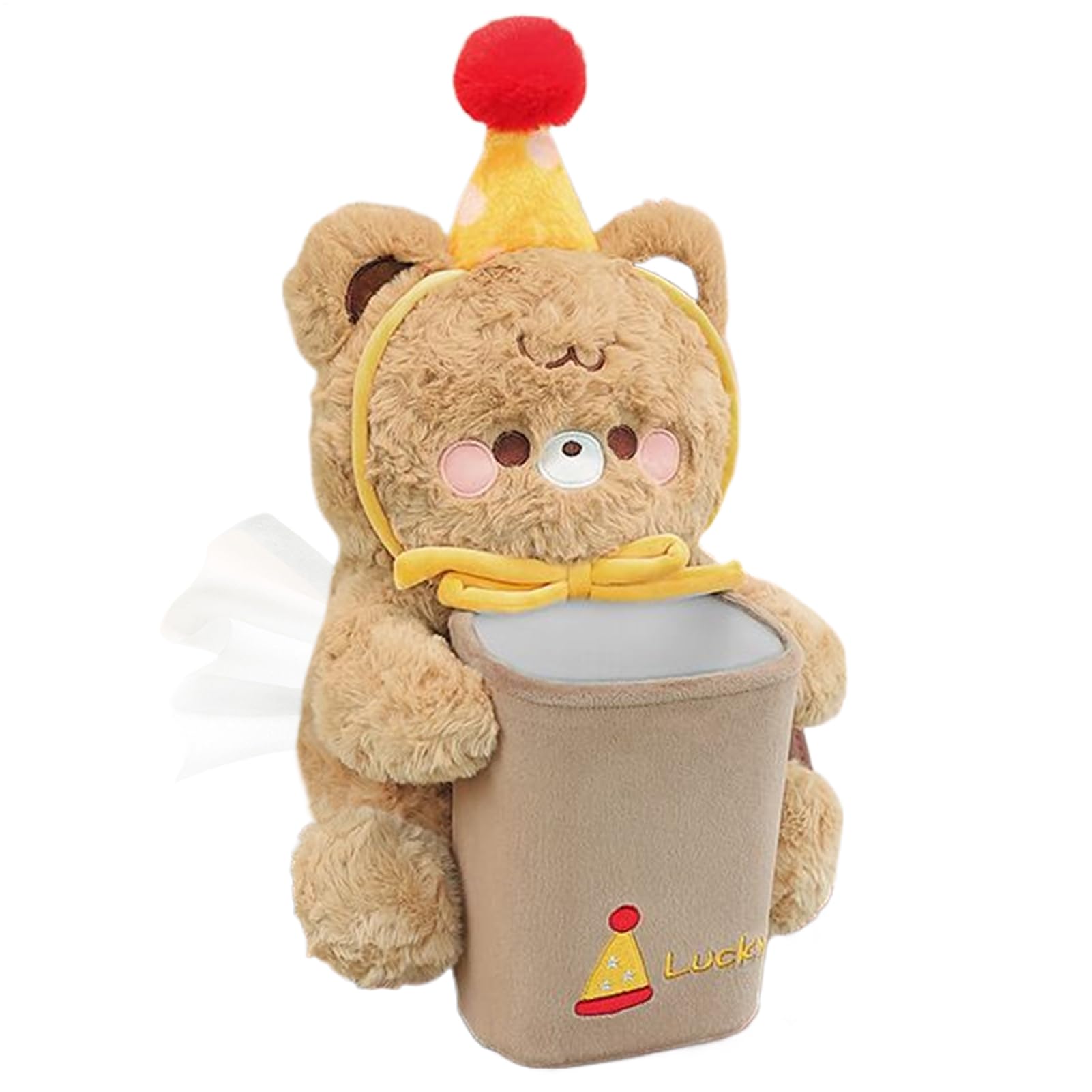 Porte-mouchoirs en peluche et poubelle de voiture dessin animé deux-en-un doux et lavable