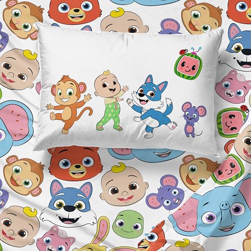 Image of Sunny Side Up CoComelon Twin Size Sheeet Set - 3 Piece Kids Animals Bedding Set Includes Pillow Cover - Super Soft Microfiber Sheets