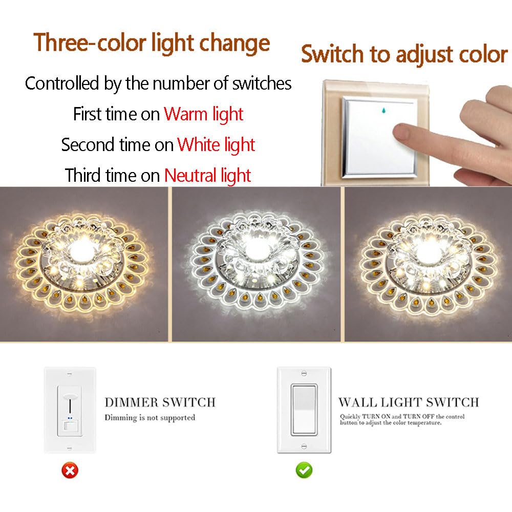 Paquete de 7 focos LED empotrables de Cristal Regulables para Techo, Ideales para Sala de Estar, Pasillo e iluminación Interior del hogar. Foco LED empotrable Moderno de 5 W c,