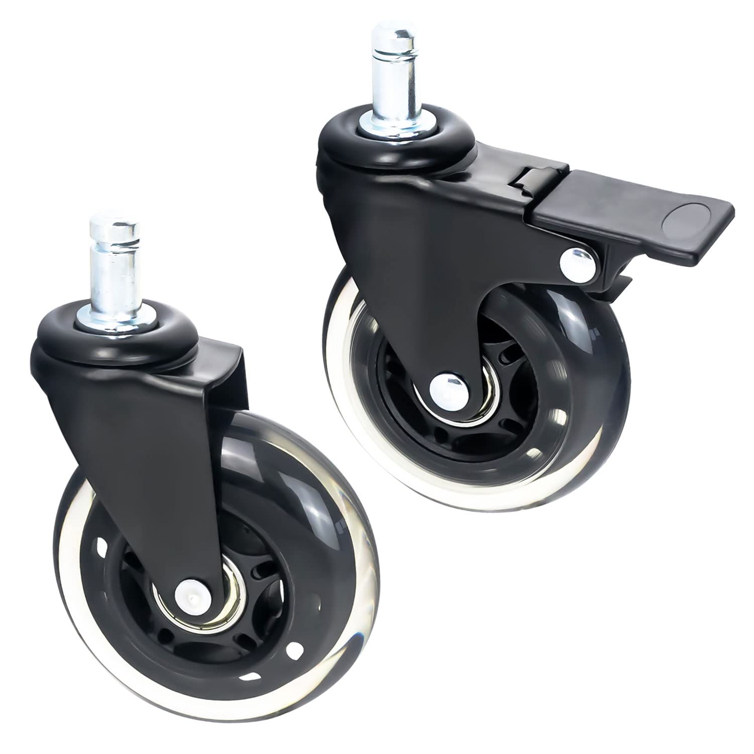 HMF 6810 kółka do twardych podłóg biurowych z funkcją hamowania, 5 sztuk, 11 mm, czarne