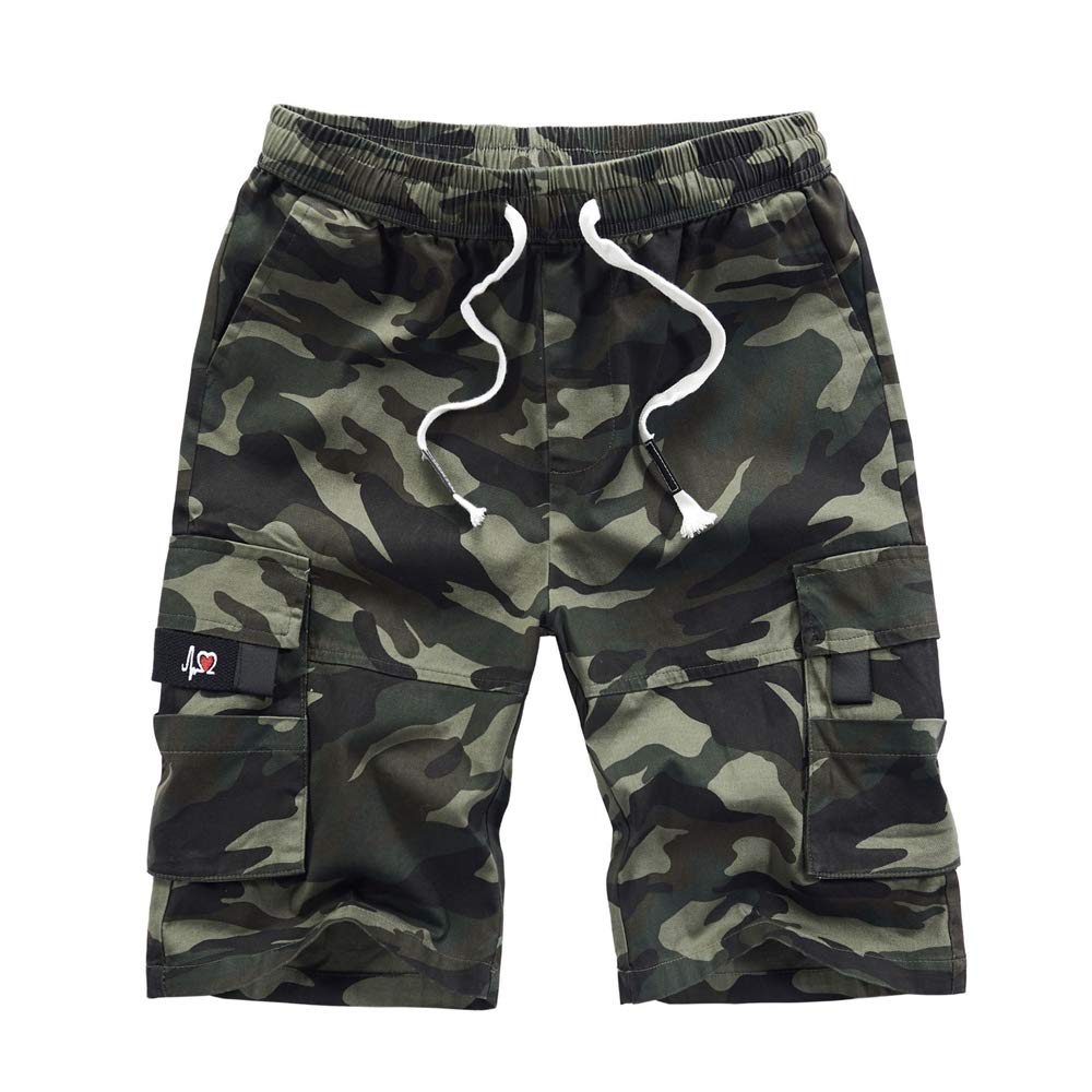 Treer-shop Pantalones Cortos Hombre Deporte, Treer 100% Algodón Casuales Holgados Cortos Vendimia Verano Cargo al Aire Libre Talla Grande Cortos de Trabajo con Bolsillos múltiples